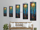 Cosmic Palm Tree, palm tree painting, pink orange wall art, tropical art, framed canvas print, psychedelic art, beach house decor