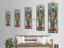 Koi fish painting, colorful fish art, nautical decor, rustic art, coastal cowgirl wall art, tall narrow art, canvas print