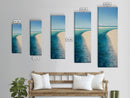 Tropical Shoreline, coastal painting, ocean landscape, blue and green wall art, framed canvas print, nautical decor, seascape art