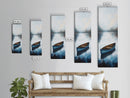 Blue Canoe on Lake, lake Tahoe art, nautical wall art, rustic decor, farmhouse art, framed canvas print, above sofa art