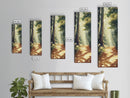 Forest Path, Sunlit Trees, Woodland Art, Framed Canvas Print, Landscape Painting, Tall Narrow Art, Rustic Décor