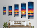 Sunset Over Water, Lake Tahoe Art, Bold Colors, Framed Canvas Print, Tall Narrow Art, Boho Art, Above Bed Wall Art, Panoramic Art