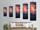 Tropical Sunset, Palm Trees, Ocean Waves, Framed Canvas Print, Coastal Painting, Nautical Decor, Extra Wide Art, Panoramic Art