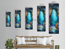 Underwater Cave, ocean painting, nautical wall art, coastal painting, seascape painting, framed canvas print, vertical wall art