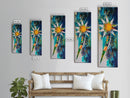 Abstract Star, Agave Painting, Mosaic Wall Art, Sacred Geometry Wall Art, Modern Botanical Prints, Canvas Print, Tall Narrow Art