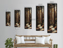 Redwood Forest, pine tree art, rustic decor, above sofa art, forest at dusk painting, wabi sabi art, tall skinny art, framed canvas print