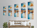 Autumn Reflections, landscape painting, birch tree art, above bed wall art, rustic wall art, framed canvas print, tall narrow art