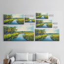 Marshland View, palm tree painting, tropical landscape, coastal decor, green wall art, rustic wall art, Framed Canvas Print