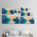Twilight Reflection, mountain painting, sunset painting, extra wide art, horizontal wall art, Canvas Print, rustic wall art