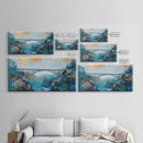 Steel Bridge, landscape painting, mountain painting, panoramic painting, framed canvas print, blue and green wall art
