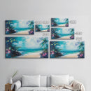 Tropical Beach, Framed Canvas Print, coastal painting, palm tree painting, Hawaii art, nautical decor, coastal wall art