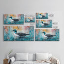 Loon Swimming Art, bird art, teal wall art, nature painting, lake decor, moody art, framed canvas print, rustic wall art