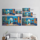 Moroccan Archway, Coastal Decor, Canvas Print, Moroccan Wall Art, Nautical Painting, Coastal Painting, Boho Art, Ocean View