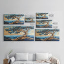 Twisted Tree, Oak Tree Art, Canvas Print, Coastal Landscape Art, Nature Painting, Rustic Wall Art, Blue And Green Wall Art