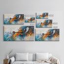 Whimsical art, framed canvas print, extra wide art, rustic wall art, abstract painting, steampunk wall art, eclectic home decor