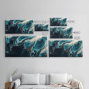 Abstract Fluid Art, moody art, blue and green wall art, wabi sabi art, extra wide art, horizontal wall art, Canvas Print
