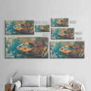 Trout, fish, colorful painting, fisherman painting, rustic wall art, trout art, framed canvas print, extra wide art, gift idea