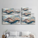 Oyster Shell, coastal painting, framed canvas print, nautical decor, oyster wall art, blue and green wall art, extra wide art