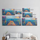 Dock, ocean sunset, coastal painting, coastal landscape art, nautical decor, seascape painting, framed canvas print, above bed wall art