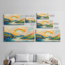 Rainbow Over Mountains, landscape painting, panoramic art, framed canvas print, extra wide art, mountain painting, colorful art