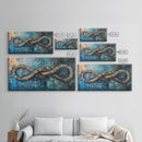 Nautical Rope, infinity knot, rustic maritime, coastal decor, textured blue, wabi sabi art, Canvas Print, nautical wall art