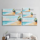Tropical Beach, Coastal Landscape Art, Nautical Decor, Coastal Cowgirl Wall Art, Framed Canvas Print, Blue and Green Wall Art