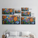 Whimsical Floral Art, Botanical Prints, Colorful Flowers, Framed Canvas Print, Wildflower Painting, Abstract Floral Artwork