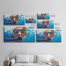Scuba Diving Art, Coastal Decor, Ocean Wall Art, Framed Canvas Print, Nautical Painting, Beach Decor, Teal Wall Art