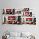 Red Couch, Sunset Painting, Above Sofa Art, Coastal Wall Art, Beach Decor, Panoramic Art, Framed Canvas Print, Living Room Art