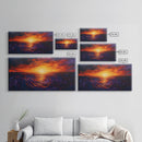 Vivid Sunset, Water Reflection, Zen Wall Art, Coastal Painting, Nautical Decor, Moody Art, Framed Canvas Print, Seascape Painting