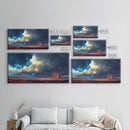 Southwest storm, desert lightning, panoramic art, framed canvas print, mountain painting, extra wide art, dramatic wall art