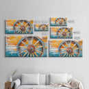 Rustic Wagon Wheel, Canvas Print, western wall art, rustic decor, farmhouse art, extra wide painting, horizontal wall art