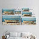 Rustic Boat, Framed Canvas Print, coastal wall art, nautical decor, rustic art, extra wide painting, panoramic painting