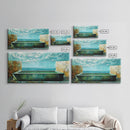Infinity Pool, Canvas Print, modern landscape art, minimalist decor, extra wide painting, blue and green wall art, contemporary art