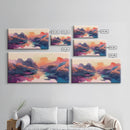 Sunset Landscape, Pink Orange Wall Art, Moody Art, Southwest Wall Art, Extra Wide Art, Horizontal Wall Art, Framed Canvas Print, Above Bed Art