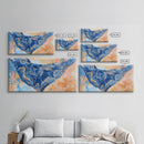 Bandana Print, Blue Wall Art, Vintage Art, Southwestern Art, Chinoiserie Wall Art, Extra Wide Art, Framed Canvas Print, Above Couch Art