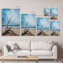 Driftwood, coastal landscape art, rustic decor, farmhouse art, framed canvas print, seascape painting, nautical decor, ocean art