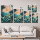 Forest Sunrise Painting, Nature Landscape, Golden Light Art, Pine Tree Art, Warm Moody Decor, Rustic Wall Art, Canvas Print