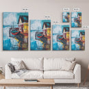 Rustic Boat Painting, Fishing Village Art, Coastal Landscape, Nautical Decor, Rustic Wall Art, Framed Canvas Print