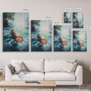 Log in Water, Forest at Dusk Painting, Rustic Nature Scene, Moody Wall Art, Blue and Green Decor, Framed Canvas Print