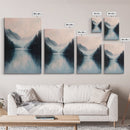 Misty Lake, mountain painting, smoky mountain art, panoramic painting, blue and green wall art, framed canvas print, moody art