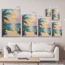Tropical Beach Sunset, coastal cowgirl wall art, palm tree painting, beach scene, framed canvas print, bedroom art, nautical painting