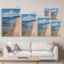 Sandy Beach Shoreline, Coastal Landscape Art, Nautical Decor, Ocean Painting, Seascape Wall Art, Beach House Art, Canvas Print