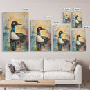 Loon Painting, bird art, blue and green wall art, moody art, gift idea for him, rustic decor, Framed Canvas Print, above couch art