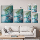 Mangrove Trees, coastal landscape art, tropical art, teal wall art, beach house decor, nautical wall art, Canvas Print, extra wide art