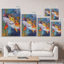 Trout Painting, Fly Fishing Art, Rustic Decor, Lake Tahoe Art, Nautical Wall Art, Coastal Decor, Framed Canvas Print, Gift Idea