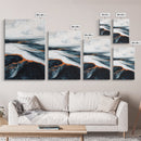 abstract seascape painting, blue and green wall art, modern coastal decor, wabi sabi art, Framed Canvas Print, extra wide art, moody art
