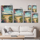 Tropical Landscape, palm tree painting, botanical prints, coastal landscape art, Canvas Print, living room art, wabi sabi wall art