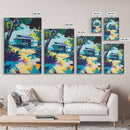 Tropical House, Hawaii Art, Coastal Cowgirl Wall Art, Palm Tree Painting, Coastal Landscape Art, Canvas Print, Living Room Art