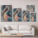 Pelican Portrait, bird art, coastal decor, nautical wall art, beach house painting, wildlife painting, rustic art, canvas print